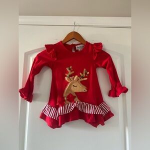Rare Editions Girls Christmas Reindeer Long Sleeve Top